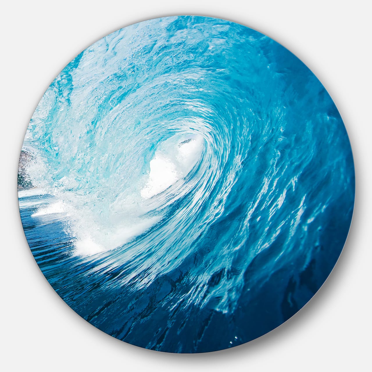 Designart - Ocean Waves in Hawaii' Disc Photography Circle Metal Wall Art